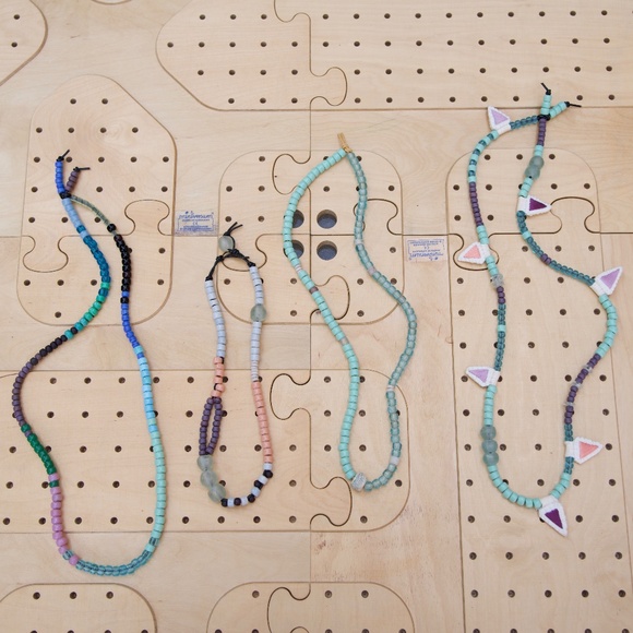 An Astrid Endeavor Handmade Leather Strand Glass Beaded Necklaces Set Of 4 - Picture 1 of 12